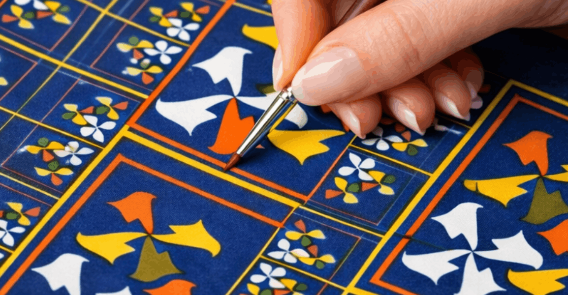 Dessin de motifs pour carré de soie de luxe